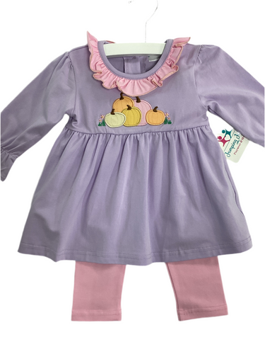 Girls Appliqué Pumpkin Patch Pants Set