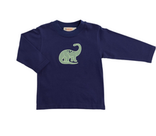 Load image into Gallery viewer, Boys Long Sleeve Navy Shirt-Brontosaurus Dinosaur Appliqué