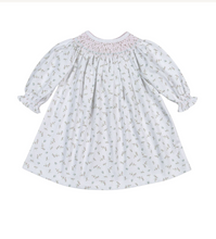 Load image into Gallery viewer, BELLA PINK FLORAL PIMA COTTON HAND SMOCKED BISHOP DRESS &amp; BLOOMERS