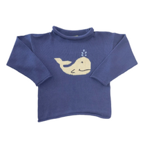 Load image into Gallery viewer, Steel Blue Roll Sweater-Whale