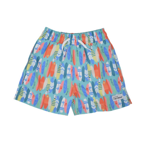 Surfing Safari Flap Happy Swim Trunks