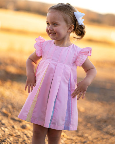 Rainbow Pink Dress with Pleats