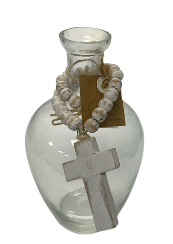 Cross Bud Vase with Bead