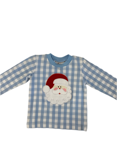 Boy Baby Blue Long Sleeve Santa Shirt