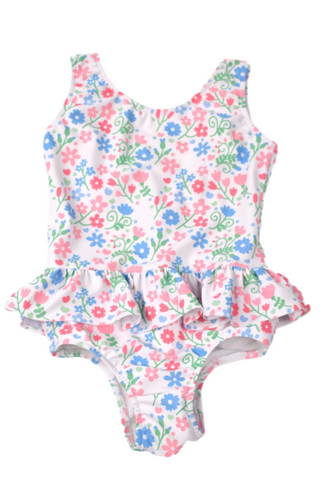 Flower Print Ruffle Swimsuit