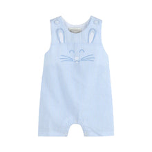 Load image into Gallery viewer, Blue SeerSucker Bunny Face Shortall