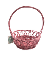 Load image into Gallery viewer, SMALL PINK &amp; BLUE WICKER BASKETS WITH HANDLE