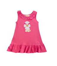 Load image into Gallery viewer, Girls Pink Ruffle Dress with Poodle Appliqué