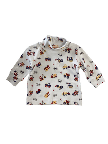 Construction Vehicles Print Turtle Neck