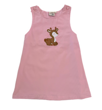 Load image into Gallery viewer, Light Pink Corduroy Jumper Dress-Deer Appliqué