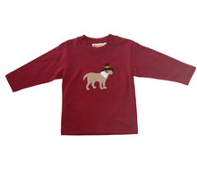 Load image into Gallery viewer, Burgundy Long Sleeve Shirt-Dog with Pilgrim Hat Appliqué