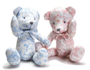 Animal Toile Stuffed Teddy Bear Pattern Assorted 2 Colors