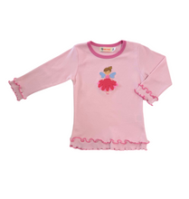Load image into Gallery viewer, Double Edge Ruffle Long Sleeve Shirt-Light Pink Fairy Appliqué