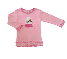 Load image into Gallery viewer, Light Pink Double Edge Long Sleeve Shirt-Snow Globe with House Appliqué