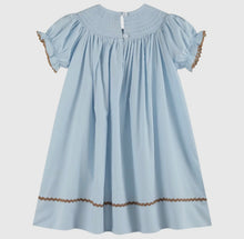 Load image into Gallery viewer, Blue Smocked Pumpkin Bishop Dress