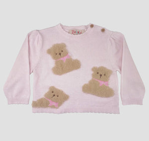 Bear Light Weight Knit Sweater-Pink
