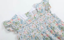 Load image into Gallery viewer, Pink Floral Smocked Flutter Romper