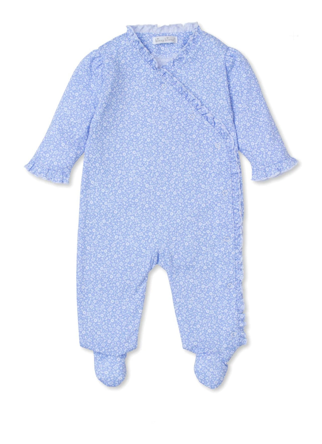 Lt Blue Floral Snap Footie