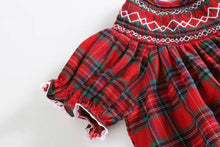 Load image into Gallery viewer, Red Christmas Plaid Smocked Bishop