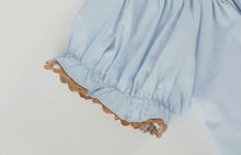 Load image into Gallery viewer, Blue Smocked Pumpkin Bishop Dress