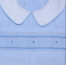 Load image into Gallery viewer, Blue Marshall Smocked Romper