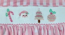 Load image into Gallery viewer, Pink Gingham Christmas Smocked Collared Dress
