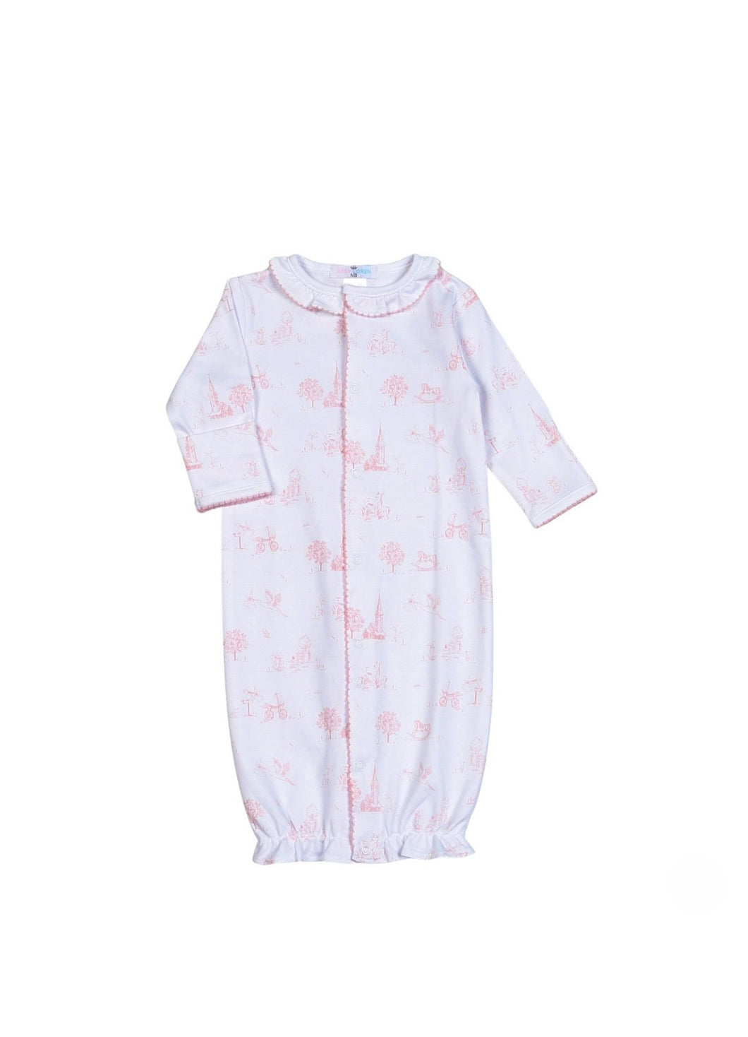 Pink Baby Toile Pima Converter Gown
