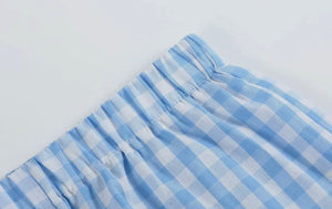 Bunny Family Smocked Tee and Blue Gingham Short Set