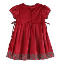 Load image into Gallery viewer, Red Velvet Christmas Plaid Bow Dress
