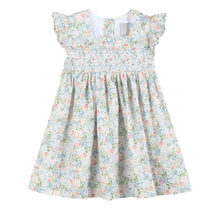 Load image into Gallery viewer, Pink Floral Smocked Flutter Dress