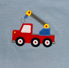 Load image into Gallery viewer, Blue Top with Tow Truck Appliqué &amp; Red Shorts Set in