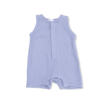 Load image into Gallery viewer, Angel Dear Solid Muslin Blue Blizzard-Sleeveless Shortie Romper