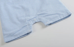 Blue Gingham Smocked Bunny Shortall