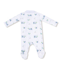 Load image into Gallery viewer, Baby Golf Carts-Blue Polo 2 Way Zipper Footie