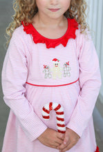 Load image into Gallery viewer, Girls Pink Striped with Red Ruffles Pants Set-Gingerbread Appliqué