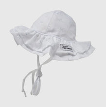 Load image into Gallery viewer, Double Ruffle White Eyelet Swim Hat UPF 50+