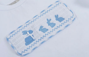 Bunny Family Smocked Tee and Blue Gingham Short Set