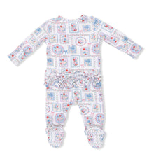 Load image into Gallery viewer, Angel Dear Juleps Floral Patchwork-2 Way Ruffle Back Zipper Pajama Footie