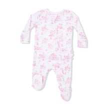 Load image into Gallery viewer, Angel Dear Puppy Toile Pink 2 Way Ruffle Back Zipper Pajama Footie