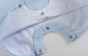 Blue Gingham Smocked Bunny Shortall