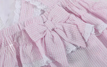 Load image into Gallery viewer, Pink Seersucker Easter Bunny Ruffle Romper