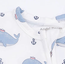 Load image into Gallery viewer, Angel Dear Bubbly Sailor Whales Blue-2 Way Zipper Pajama Footie