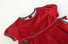 Load image into Gallery viewer, Red Velvet Christmas Plaid Bow Dress