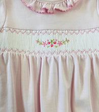 Load image into Gallery viewer, Kissy Kissy Heirloom Hand Smocked Flower &amp; Pink Cherries Gown