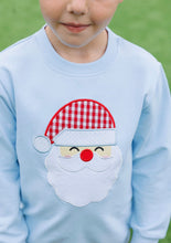 Load image into Gallery viewer, Light Blue French Terry Pullover-Santa Appliqué