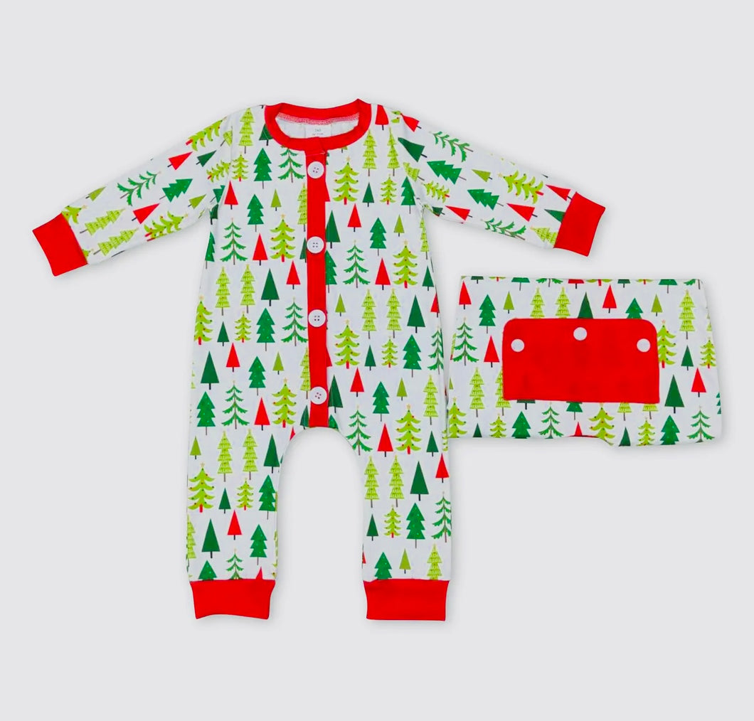 Christmas Tree Butt Flap PJs