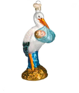 Old World Christmas Boy Bundle Of Joy Stork