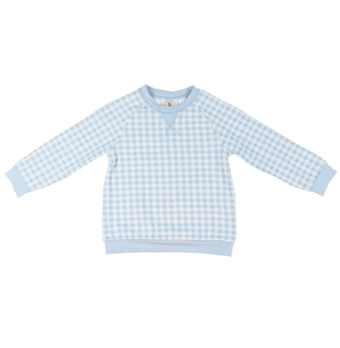 Blue Gingham Preston Pullover Sweatshirt