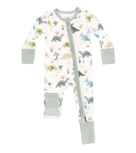 2-Way Zipper Romper, Soft Dinos