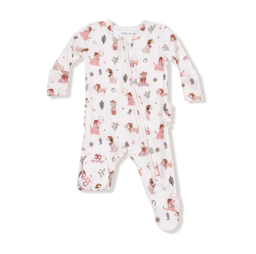 Cowgirl Dogs 2-Way Ruffle Back Zipper Footie